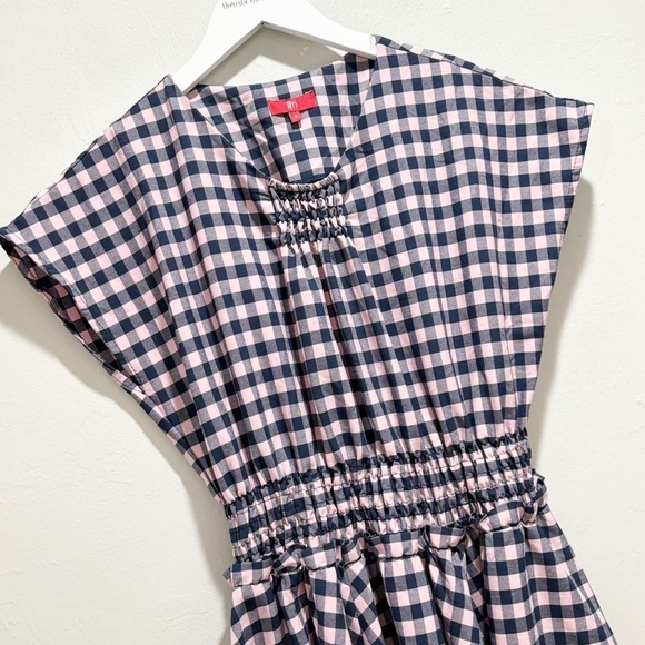 TIFFI Women’s Pink Blue Gingham Check Fit & Flare Short Sleeve Dress Size Small - Picture 3 of 9